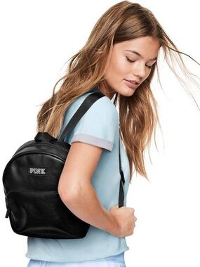 Victorias Secret PINK Mini Backpack Black Leather
